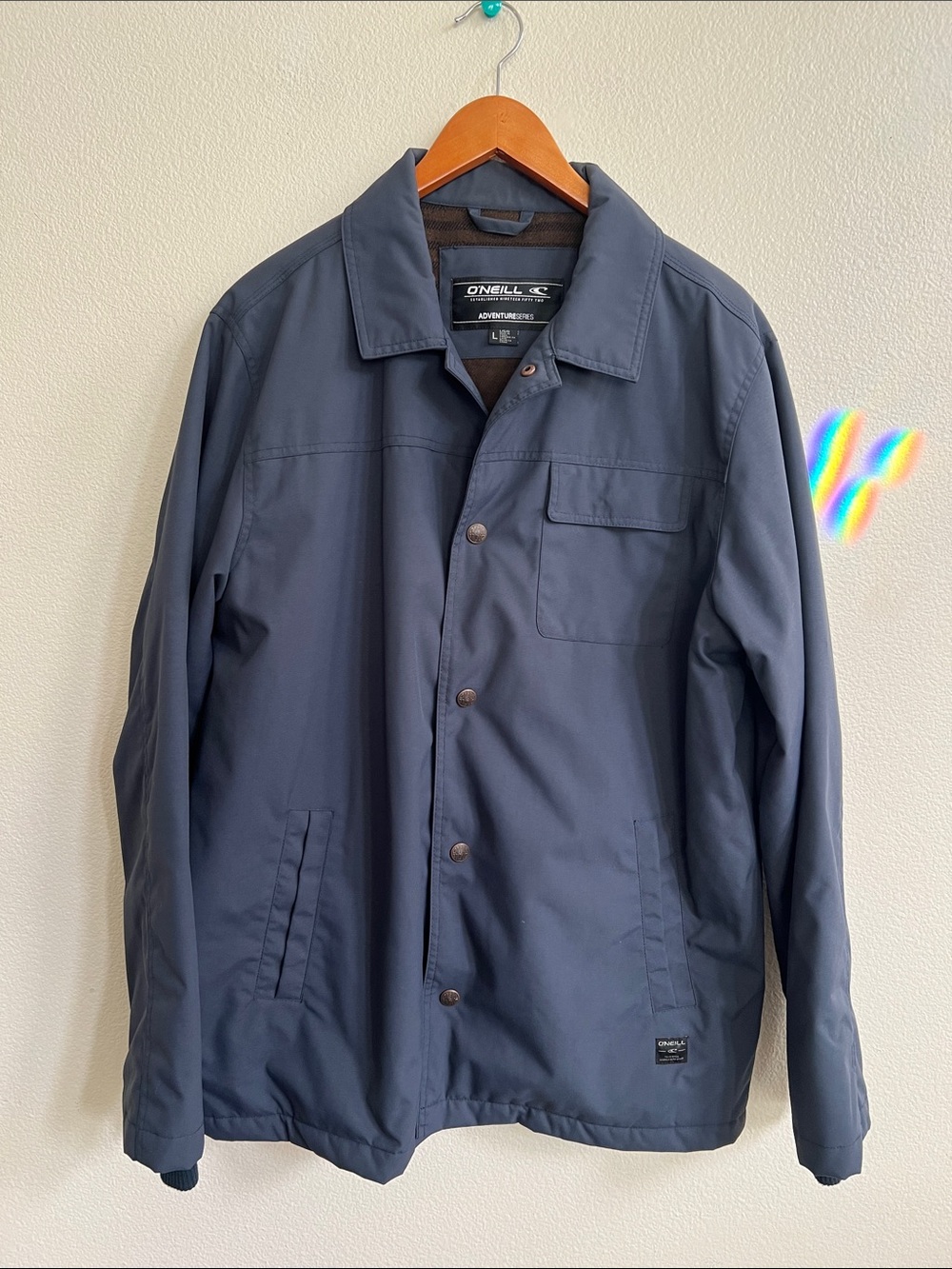 O'NEILL Adventure Series Snap-Front Canvas Jacket Standard Collar Navy Men's L